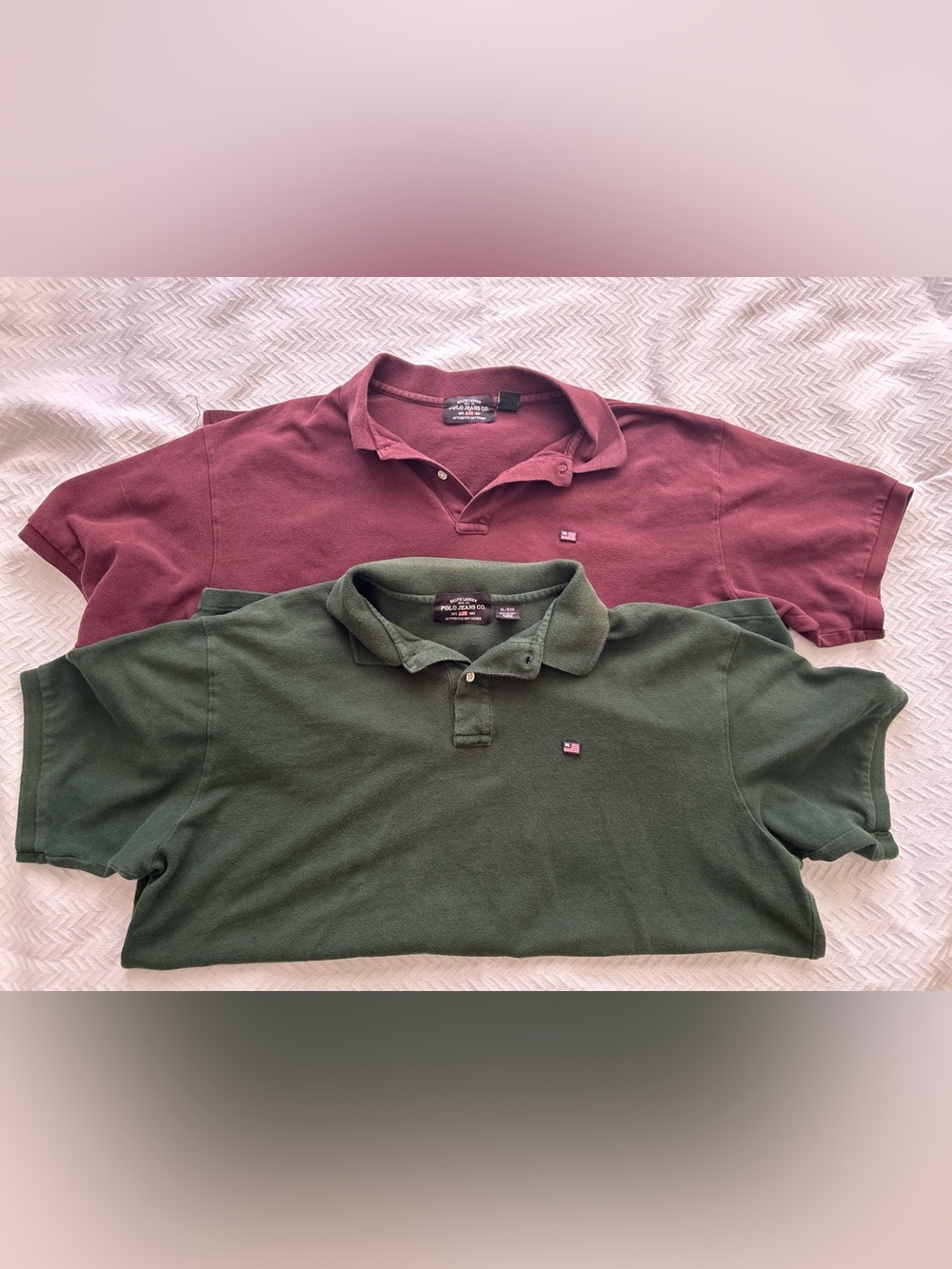 Ralph Lauren Polo Jeans Co Flag Emblem Vintage Mens Shirt Bundle of 2 Sz XL read